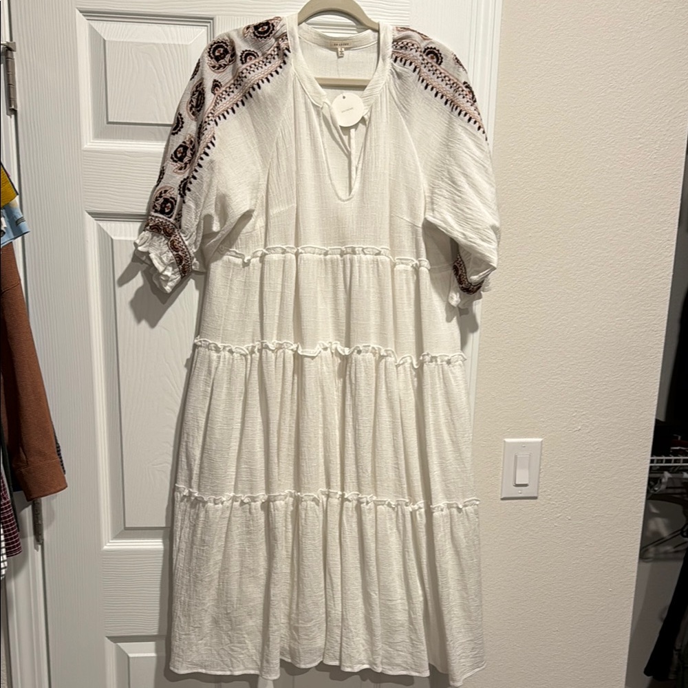 Linen flowy, midi dress